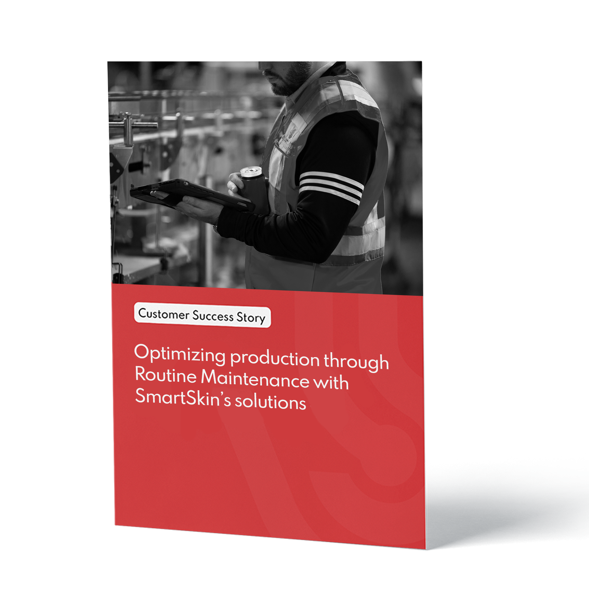 F&B Optimizing Case Study Optimizing production case study cover showing a man holding SmartSkin container twin and tablet